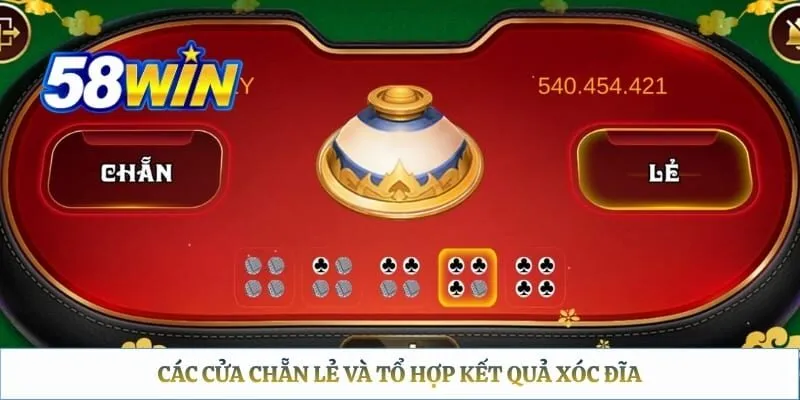Xóc Đĩa 58WIN - Hướng Dẫn Luật Chơi Và Cửa Cược Chi Tiết Các cửa chẵn lẻ và tổ hợp kết quả Xóc đĩa