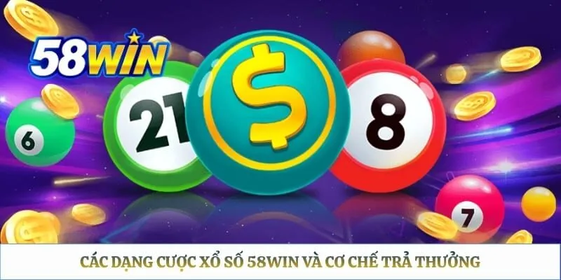 Các dạng cược xổ số 58WIN và cơ chế trả thưởng