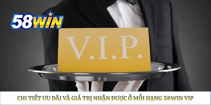 Chi tiết ưu đãi và giá trị nhận được ở mỗi hạng 58WIN VIP
