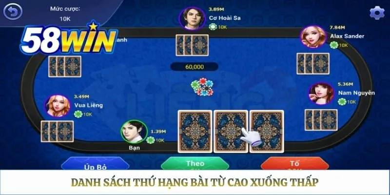 Liêng 58WIN - Cách Chơi, Thứ Hạng Bài Và Vòng Tố Chi Tiết Danh sách thứ hạng bài từ cao xuống thấp