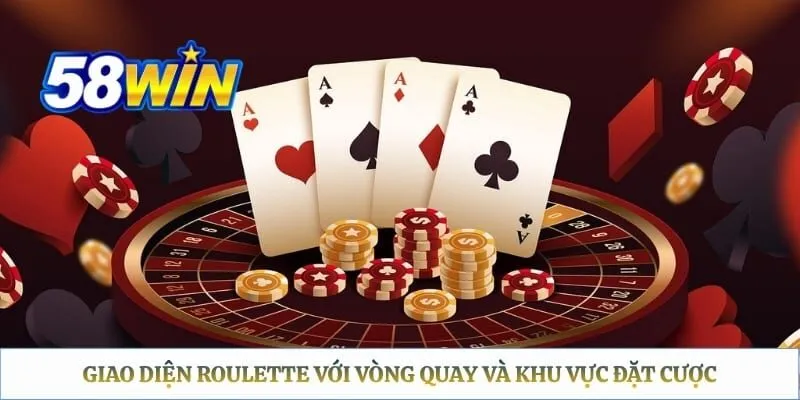 Giao diện roulette với vòng quay và khu vực đặt cược 