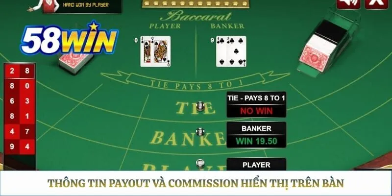 Baccarat 58WIN – Hiểu Luật Và Bàn Cược Trước Khi Chơi Thông tin payout và commission hiển thị trên bàn